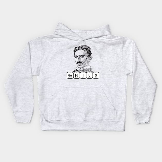 Nikola Tesla Genius Kids Hoodie by firstsapling@gmail.com